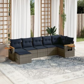 Set de sofás de jardín 7 pzas con cojines ratán