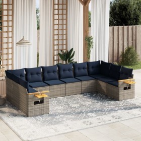 Set de sofás de jardín 10 pzas con cojines ratán sintético gris by , Garden sets - Ref: Foro24-3227167, Price: 742,89 €, Disc...