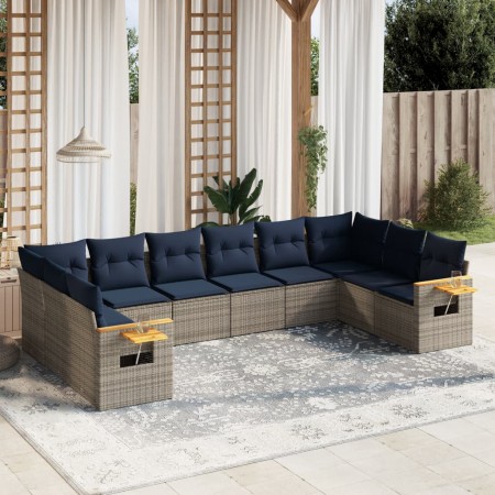 Set de sofás de jardín 10 pzas con cojines ratán sintético gris by , Garden sets - Ref: Foro24-3227167, Price: 742,89 €, Disc...