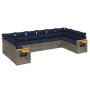 Set de sofás de jardín 10 pzas con cojines ratán sintético gris by , Garden sets - Ref: Foro24-3227167, Price: 742,89 €, Disc...