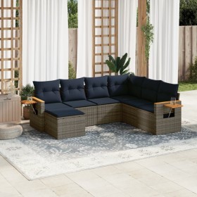 Set de sofás de jardín 7 pzas con cojines ratán