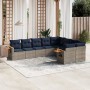 Set de sofás de jardín 9 pzas con cojines ratán sintético gris | Foro24.es | Tu tienda online para hogar, jardín y más Foro24.es