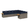Set de sofás de jardín 9 pzas con cojines ratán sintético gris | Foro24.es | Tu tienda online para hogar, jardín y más Foro24.es