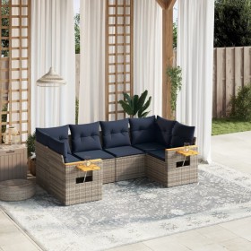 Set de sofás de jardín 6 pzas con cojines ratán