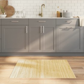 Alfombra rectangular bambú color natural claro