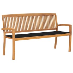 Banco de jardín apilable y cojín madera maciza de teca 159 cm by , garden benches - Ref: Foro24-3063313, Price: 237,05 €, Dis...