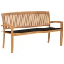 Banco de jardín apilable y cojín madera maciza de teca 159 cm by , garden benches - Ref: Foro24-3063313, Price: 237,05 €, Dis...
