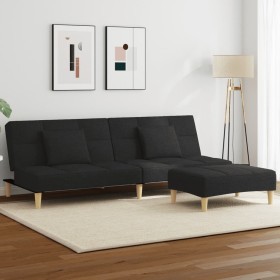 Sofá cama de 2 plazas con taburete tela negro by , Sofas - Ref: Foro24-3258105, Price: 317,21 €, Discount: %