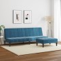Sofá cama de 2 plazas con taburete terciopelo azul | Foro24.es | Tu tienda online para hogar, jardín y más Foro24.es