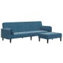 Sofá cama de 2 plazas con taburete terciopelo azul by , Sofas - Ref: Foro24-3258132, Price: 337,87 €, Discount: %