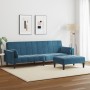 Sofá cama de 2 plazas con taburete terciopelo azul by , Sofas - Ref: Foro24-3258132, Price: 337,87 €, Discount: %