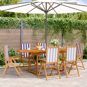 Set de comedor de jardín 7 pzas tela madera maciza azul blanco by , Garden sets - Ref: Foro24-3281729, Price: 715,90 €, Disco...