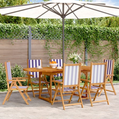 Set de comedor de jardín 7 pzas tela madera maciza azul blanco by , Garden sets - Ref: Foro24-3281729, Price: 715,90 €, Disco...