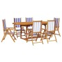 Set de comedor de jardín 7 pzas tela madera maciza azul blanco by , Garden sets - Ref: Foro24-3281729, Price: 715,90 €, Disco...
