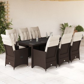 Set comedor para jardín 9 pzas y cojines ratán sintético marrón by , Garden sets - Ref: Foro24-3276774, Price: 1,00 €, Discou...