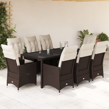 Set comedor para jardín 9 pzas y cojines ratán sintético marrón by , Garden sets - Ref: Foro24-3276774, Price: 1,00 €, Discou...