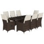 Set comedor para jardín 9 pzas y cojines ratán sintético marrón by , Garden sets - Ref: Foro24-3276774, Price: 1,00 €, Discou...