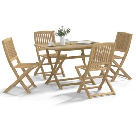 Juego de comedor de jardín 5 piezas madera maciza
