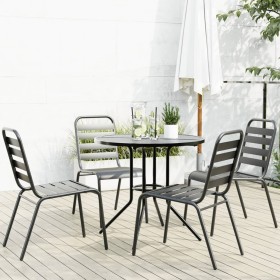 Sillas jardín apilables 5 pzas acero recubrimiento polvo gris by , Garden sets - Ref: Foro24-3283765, Price: 284,63 €, Discou...