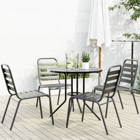 Sillas jardín apilables 5 pzas acero recubrimiento polvo gris by , Garden sets - Ref: Foro24-3283765, Price: 284,63 €, Discou...