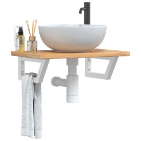 Estante de lavabo de pared de acero y madera