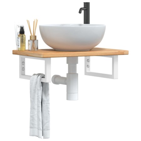 Estante de lavabo de pared de acero y madera maciza de roble von , Badezimmerwaschtische - Ref: Foro24-3302340, Preis: 74,71 ...