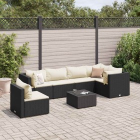 Set de muebles de jardín y cojines 7 pzas ratán sintético negro by , Garden sets - Ref: Foro24-3308176, Price: 571,14 €, Disc...