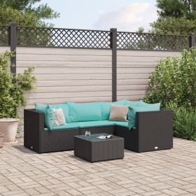 Set de muebles de jardín 5 pzas y cojines ratán sintético negro von , Gartensets - Ref: Foro24-3308084, Preis: 290,42 €, Raba...