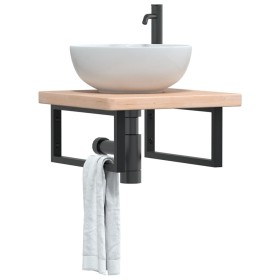 Estante de lavabo de pared de acero y madera maciza de roble von , Badezimmerwaschtische - Ref: Foro24-3302389, Preis: 97,85 ...