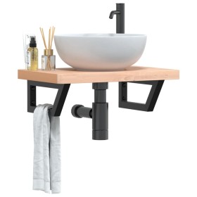 Estante de lavabo de pared de acero y madera maciza de haya by , bathroom vanities - Ref: Foro24-3302363, Price: 83,51 €, Dis...