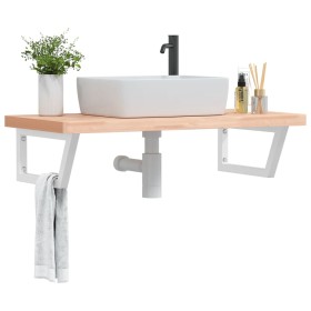 Estante de lavabo de pared de acero y madera