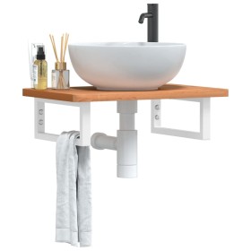 Estante de lavabo de pared de acero y madera maciza de haya de , Tocadores de baño - Ref: Foro24-3302368, Precio: 73,52 €, De...