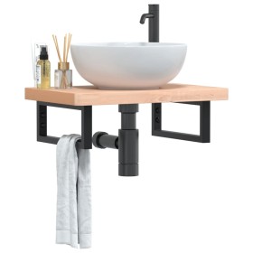 Estante de lavabo de pared de acero y madera maciza de haya by , bathroom vanities - Ref: Foro24-3302361, Price: 83,97 €, Dis...