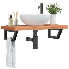 Estante de lavabo de pared de acero y madera maciza de haya von , Badezimmerwaschtische - Ref: Foro24-3302375, Preis: 108,02 ...