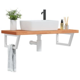 Estante de lavabo de pared de acero y madera