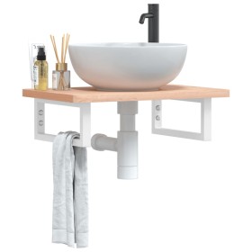 Estante de lavabo de pared de acero y madera maciza de haya by , bathroom vanities - Ref: Foro24-3302356, Price: 75,23 €, Dis...