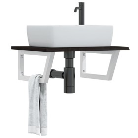 Estante de lavabo de pared de acero y madera maciza de roble by , bathroom vanities - Ref: Foro24-3302618, Price: 79,23 €, Di...