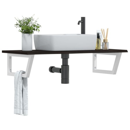 Estante de lavabo de pared de acero y madera maciza de roble von , Badezimmerwaschtische - Ref: Foro24-3302626, Preis: 83,73 ...