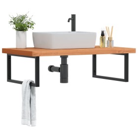 Estante de lavabo de pared de acero y madera