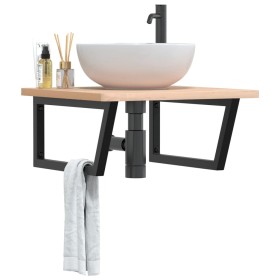 Estante de lavabo de pared de acero y madera