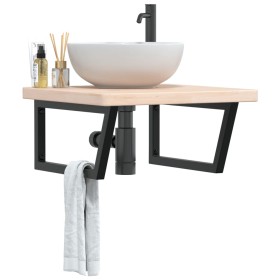 Estante de lavabo de pared de acero y madera