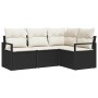 Conjunto de sofá de jardín 4 pcs Negro Poliratán