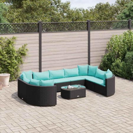 Set de sofás de jardín y cojines 10 pzas ratán sintético negro | Foro24.es | Tu tienda online para hogar, jardín y más Foro24.es