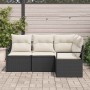 Conjunto de sofá de jardín 4 pcs Negro Poliratán