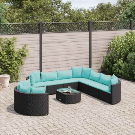 Set de sofás de jardín y cojines 10 pzas ratán sintético negro by , Garden sets - Ref: Foro24-3308412, Price: 744,77 €, Disco...