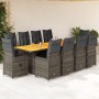 Set de mesa y sillas de jardín 11 pzas y cojines ratán PE gris von , Gartensets - Ref: Foro24-3277294, Preis: 1,00 €, Rabatt: %