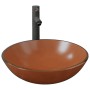 Lavabo de baño grifo y desagüe de empuje vidrio templado marrón by , Sinks - Ref: Foro24-3098457, Price: 97,90 €, Discount: %