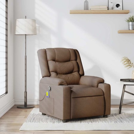 Sillón reclinable con masaje de tela marrón by , Armchairs - Ref: Foro24-4019930, Price: 238,31 €, Discount: %
