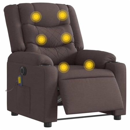 Sillón reclinable de masaje eléctrico tela marrón oscuro by , Armchairs - Ref: Foro24-3310256, Price: 291,25 €, Discount: %