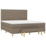 Cama box spring con colchón tela gris taupe 160x200 cm